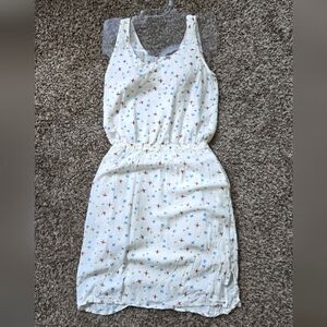 Ellison White Casual Dress With Bird Red Blue Print Sleeveless Tank Small